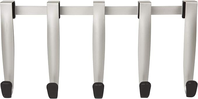 Umbra Schnook Steel Over-The-Door Multi-Hook - 5 Metal Hooks Measure 18" x 8" - Perfect for Hanging Robes, Towels, Shower & Bath Accessories - Keep Your Bathroom Organized and Neat