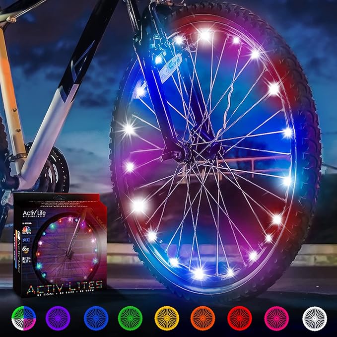 Activ Life LED Bike Wheel Lights with Batteries Included! Get 100% Brighter and Visible from All Angles for Ultimate Safety & Style (1 Tire Pack)