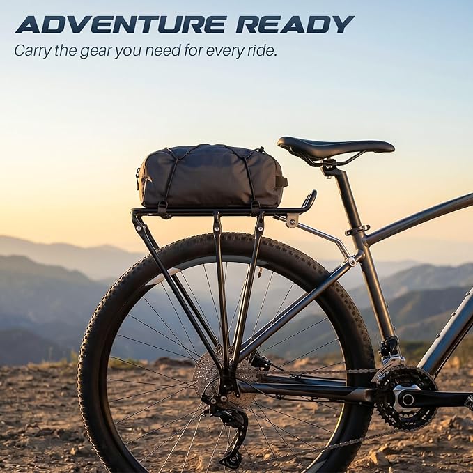 Flexzion Bike Rear Rack, 55 lbs Adjustable Bicycle Rear Rack for Back of Bike, Aluminum Bike Cargo Carrier for 26-28 Inch Wheels, Rear Mount Luggage Platform for Commuter, Touring & Cruiser Bikes