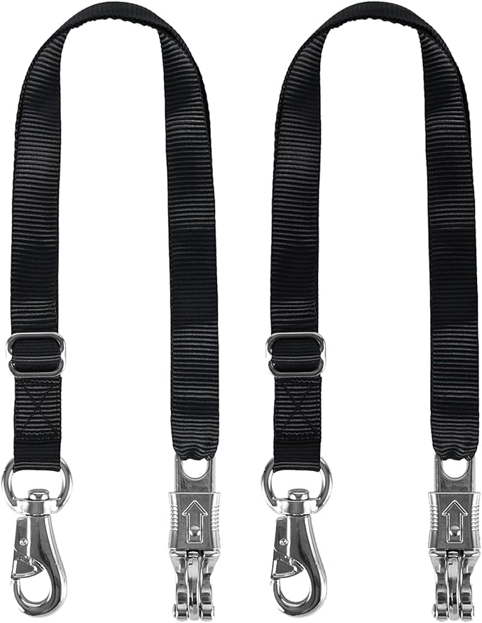 Rosemarie Adjustable Nylon Cross Tie, Trailer Tie for Horse Haulage with Panic Snap and Bull Snap - Adjusts from 48" to 86", 1" Wide