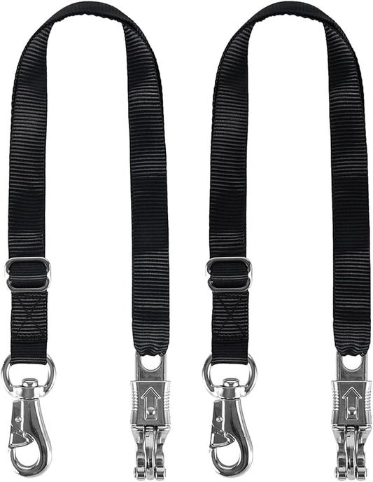 Rosemarie Adjustable Nylon Cross Tie, Trailer Tie for Horse Haulage with Panic Snap and Bull Snap - Adjusts from 48" to 86", 1" Wide