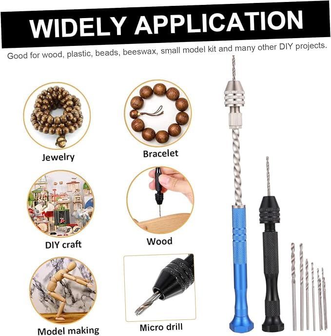 HOMSFOU 1set Hand Drills Precision Jewelry Drill Bits Tools for Crafts for Jewelry Making and Detailed Work