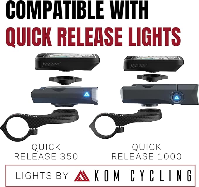 KOM Cycling Wahoo Elemnt Mount Compatible with Multiple Wahoo Computers Including The Wahoo Elemnt Bolt, Elemnt Roam, Elemnt Mini, and Elemnt - Multiple Colors 24g Out Front Computer Mount (Carbon)