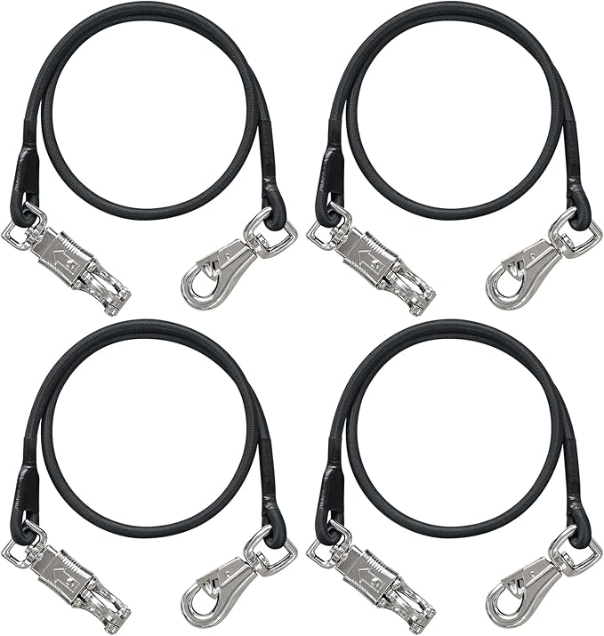 Bungee Horse Trailer Ties,36 Inch Long Bungee Cross Ties for Horses with Super Strong Quick Release Panic Snap and Bull Snap for Horse Trailer Accessories