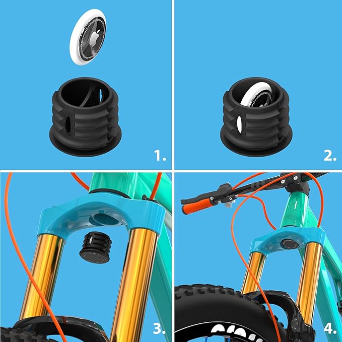Elevation Lab AirTag Mountain Bike - TagVault™ - The Hidden AirTag Fork Mount | for Tapered Head Tubes | Anti-Theft, Ultra-Secure (2 Pack)