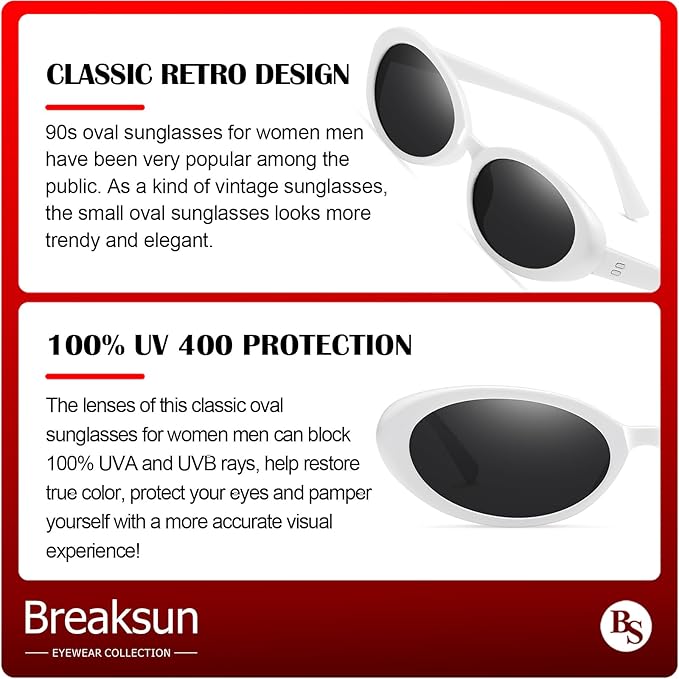 Retro Oval Sunglasses for Women Men Fashion Small Oval Sunglasses 90s Vintage Shades
