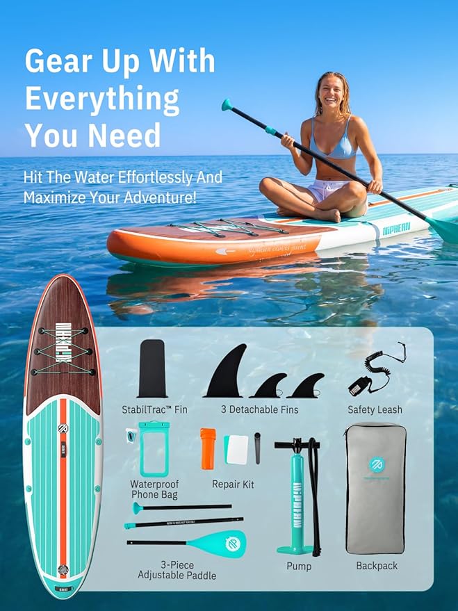 Niphean Inflatable Stand Up Paddle Board with SUP Accessories, Anti-Slip EVA Deck, 10’6’’ Inflatable Paddle Boards for Adults & Youth of All Skill Levels