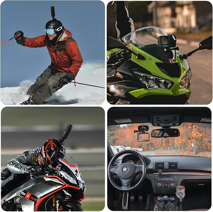 HSU Flexible Adhesive Mount Kit, 3M Helmet Adhesive Sticky Mounts Compatible with Insta360 X4 X3 X2 X One RS, GoPro Hero 12/11/10/9/8/7, GoPro Max, DJI Osmo Action Sports Camera Accessories