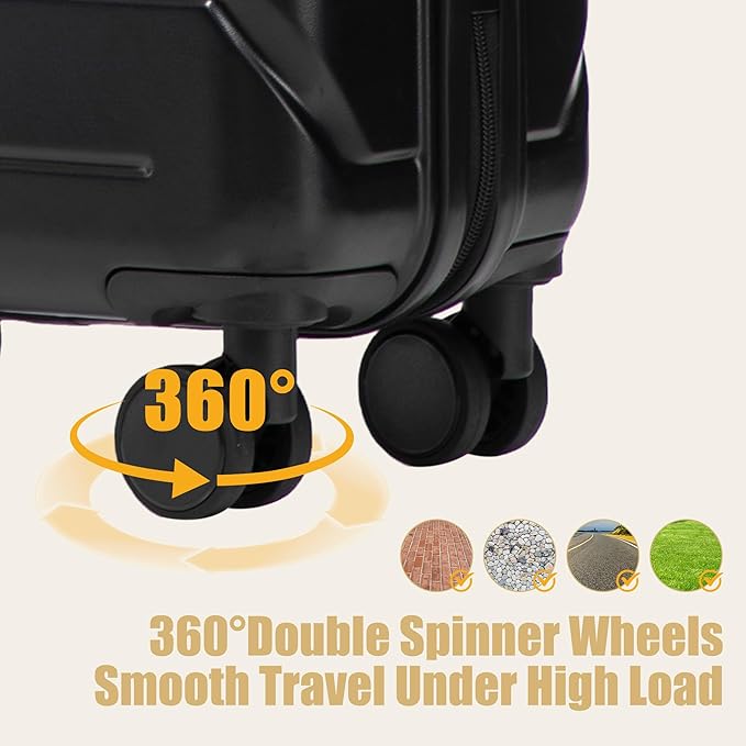 20 Inch ABS Hard Shell Travel Checked Luggage With Combination Lock, Black