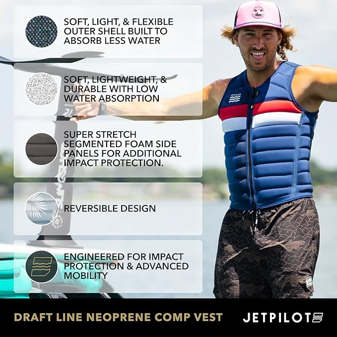 Jetpilot ライフジャケット Draftline ネオプレン。リバーシブル多目的コンプ ライフベスト PFD