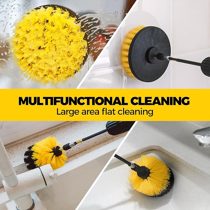 Holikme 15-Piece Drill Brush Attachment Set - Power Scrubber, Crevice, Scrub, Bathroom Gap, Grout, Tile & Kitchen Cleaning Brushes