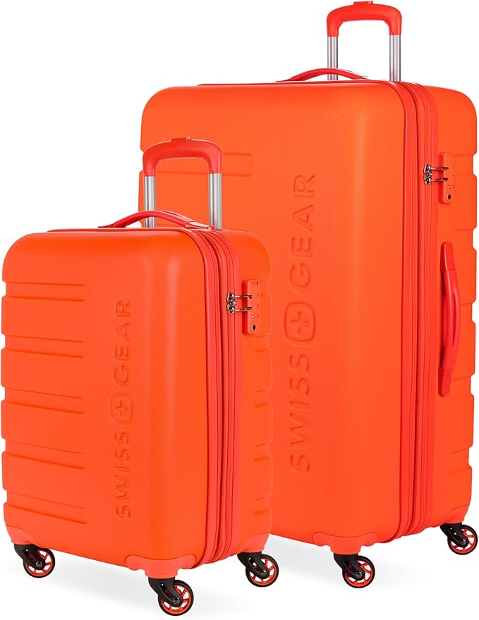 SwissGear 7366 シグネチャー ハードサイド 拡張可能ラゲッジ スピナーホイール、TSAロック、カップホルダー付き、オレンジ、2点セット (19/27)