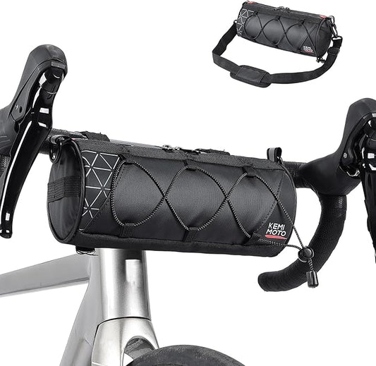 KEMIMOTO Bike Handlebar Bag with Waterproof Rain Cover Front Bike Bag for Bicycles - Water-resistant Dual Zippers for Mountain Road Bike, Cycling Commuter Shoulder Bag Professional Bicycle Accessories