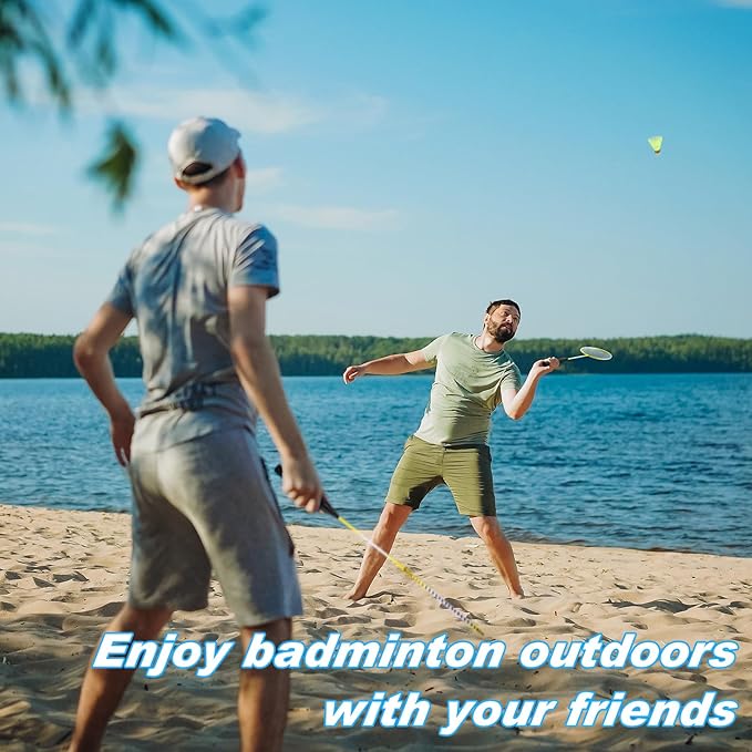 12 Pack Badminton Rackets Set Including Badminton Racquets, Nylon Shuttlecocks and Carry Bag for Outdoor Backyard Games Beginners