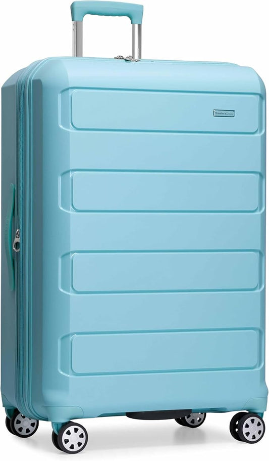 Traveler's Choice Pagosa Hardshell Expandable Luggage with Spinner Wheels, Baby Blue, 30-Inch Large