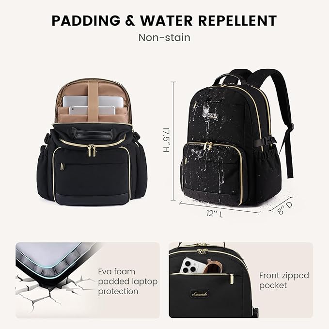 LOVEVOOK Lunch Backpack with Lunch Compartment,15.6 Inch Laptop Work Travel Insulated Cooler Backpack Purse, Waterproof College Teacher Lunch Bag Box with Tumbler Holder,Gifts for Men Women,Dark blue