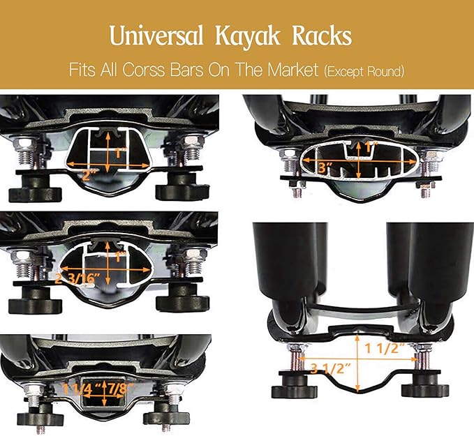 Taelakeni 2 Pairs Kayak Carrier Racks, Universal Cars Kayak Roof J Bar Rack (4 Racks)
