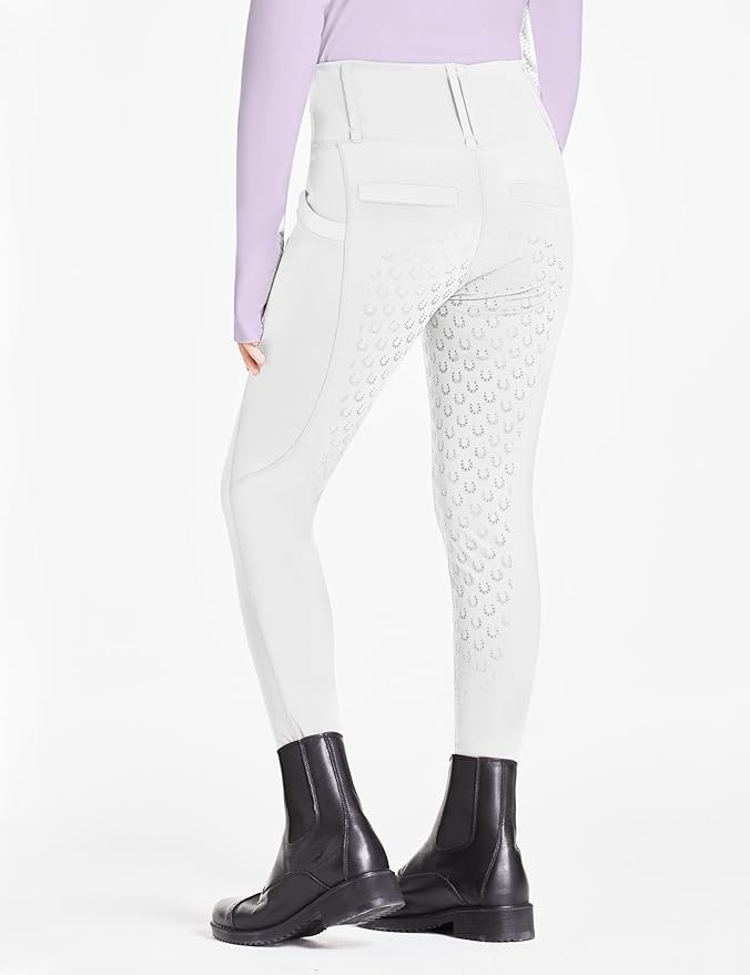 FitsT4 Sports Girls Riding Pants Full Seat High Waist Kids Equestrian Breeches Horse Schooling Tights Zipper Pockets
