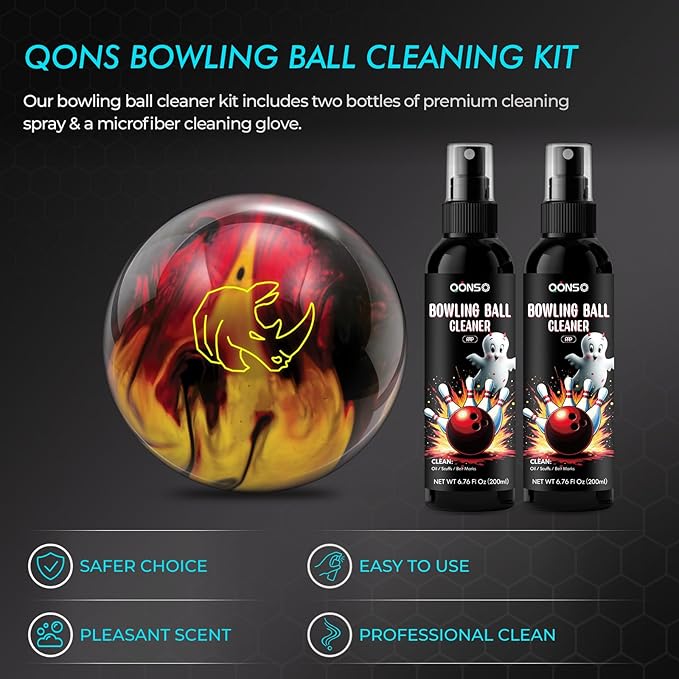 Bowling Ball Cleaner Spray - 1 Pack Bowling Cleaner Set with Cleaning Towel, Portable Bowling Accessories Kit - Removes Oil, Stains & Scuffs - Enhances Grip, Restores Tack & Prolongs Lifespan of Ball