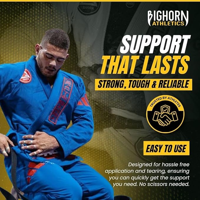 Bighorn Athletics Jiu Jitsu Finger Tape | Residue-Free Athletic Finger Tape for Sports & Injuries: Rock Climbing, Volleyball, Football, Basketball, Hands & Toes | 0.3-Inch x 45-feet, 8-Rolls, White