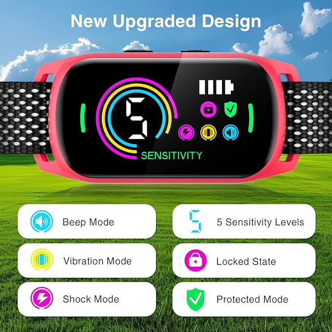 Bark Collar, 2 Pack Dog Bark Collar for Large Medium Small Dogs, Rechargeable Dog Bark Deterrent Devices, Smart Training Collar with Beep Vibration, Anti Barking Device for Dogs (Fuchsia)
