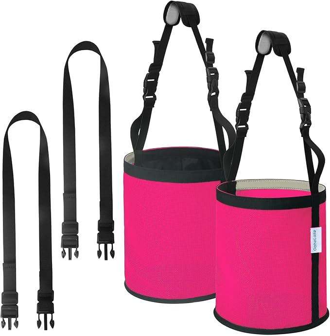 Horse Feed Bag 2 PCs, Breathable Mesh Feed Bags for Horses, Muzzle Feedbag for Feeding Grain, Anti-Spill Design Feeder, Soft Neck Pad Nose Pad, Universal Fit (2-Magenta)