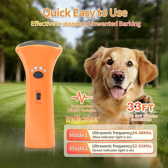 Dog Bark Deterrent Devices,Ultrasonic Anti Barking Device for Dogs, Portable Dog Training Device,Stopping Own or Neighbor's Dog Barking,Safe & Effective for Indoor & Outdoor Use(Orange)