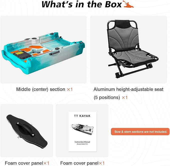 Modular Fishing Kayak with Cart & Paddle, 573 lbs Capacity, 110" Sit-on-Top Kayak, 360° Swivel Seat, 2-Piece Portable Design Fits SUV/Pickup/Van, for Ocean, Lake & River