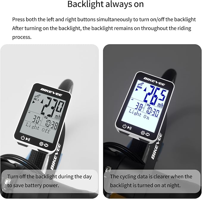 GPS Bike Computer Wireless Bicycle Speedometer Odometer 9 Languages Auto Backlight Auto Start Stop IPX7 Waterproof 2.4 Inch LCD Supports MPH KMH