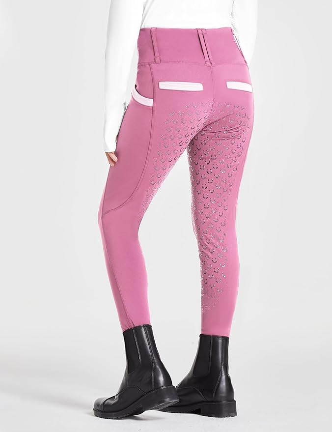 FitsT4 Sports Girls Riding Pants Full Seat High Waist Kids Equestrian Breeches Horse Schooling Tights Zipper Pockets