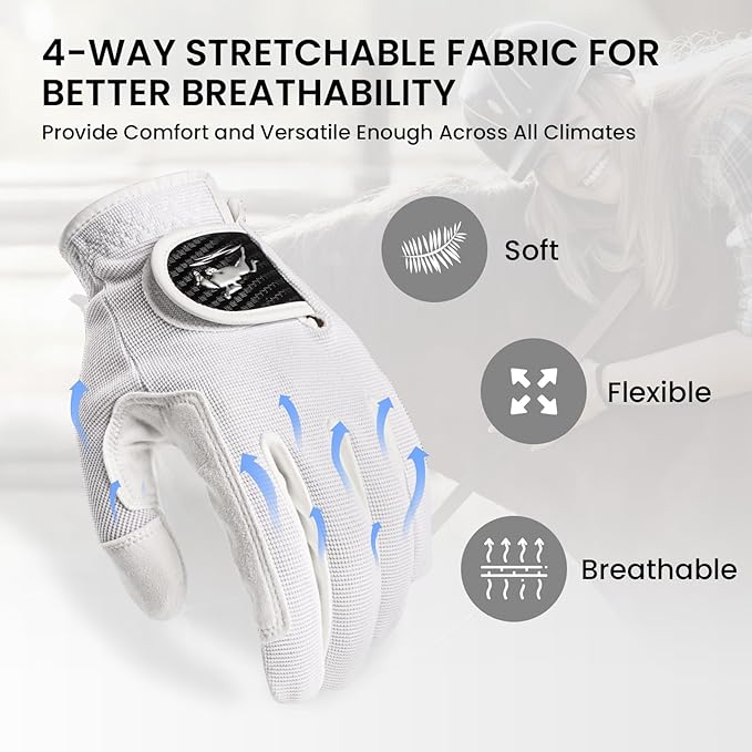 FINGER TEN Horse Riding Gloves Equestrian Women Kids for Girls Boys Mesh Breathable Lightweight Color Pack, Comfortable Grip for Summer