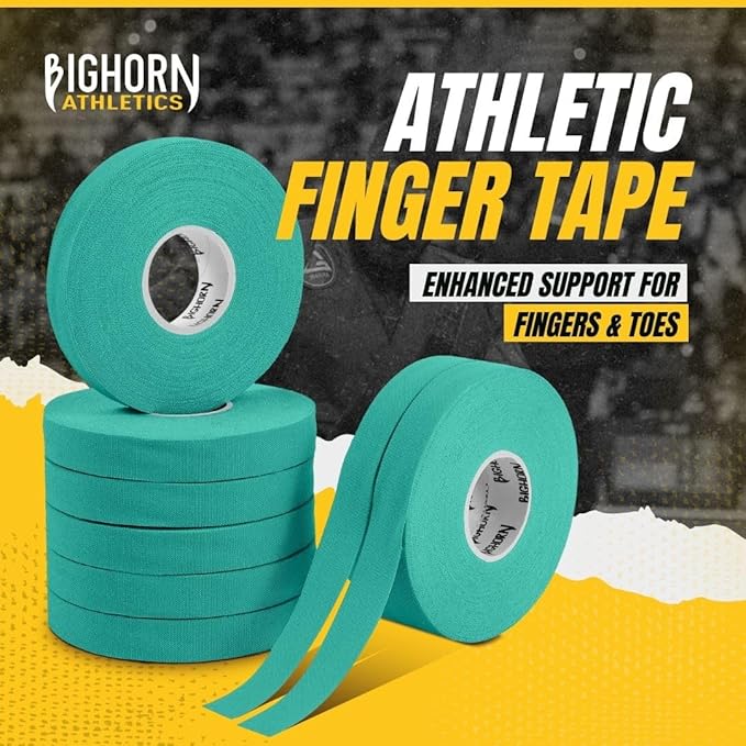 Bighorn Athletics Jiu Jitsu Finger Tape, Rock Climbing Tape | Multipurpose for Sports & Injuries: MMA, Volleyball, Football, Basketball, Tennis, Golf, Hands & Toes, 0.5-Inch x 45-feet, 8-Rolls, Green