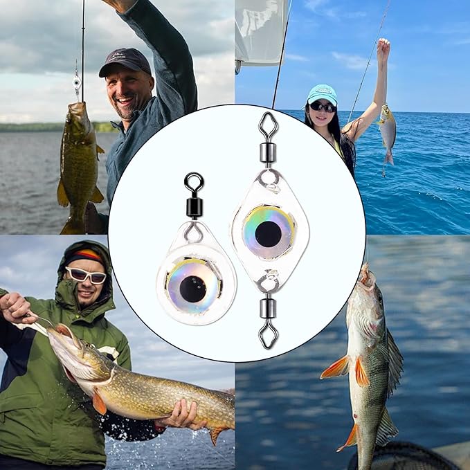 Compact LED Fishing Lure Light,Flashing Fishing Lights 5PCS Auto On/Off Water-Activated Flasher Kit with Multi-Color Flash for Deep Sea, Freshwater & Saltwater Halibut Rig (Double Ring).
