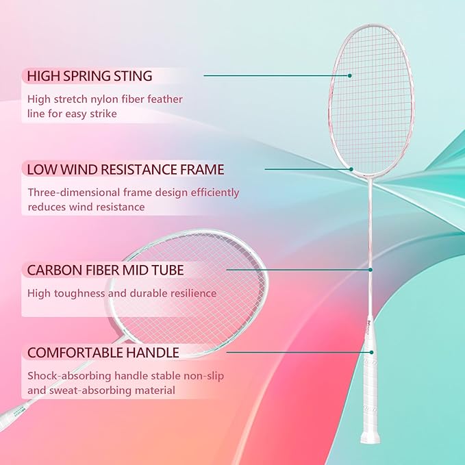 Professional Carbon Fiber Badminton Rackets Badminton Racquet for Backyards Gym