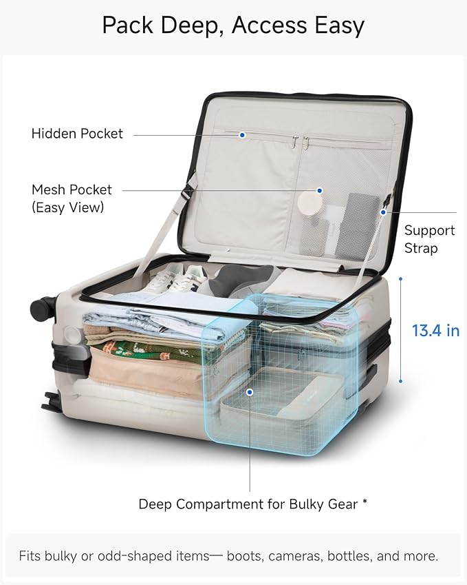 LUGGEX Checked Suitcase and Travel Packing Cubes Bundle – Travel Essentials (FX-Core, Black, 28 Inch)