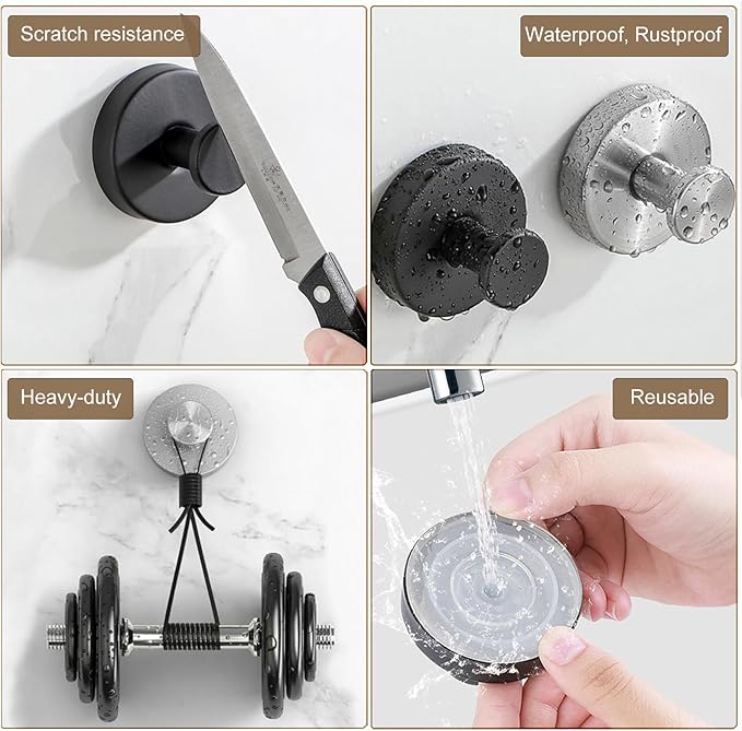 ZESLMG White Suction Cup Hooks for Glass Window, Shower Hook for Inside Shower, Removable Towel Hooks for Bathroom Kitchen Wall Glass Door, Wreaths Loofah Suction Hook for Hanging, 4 Pack