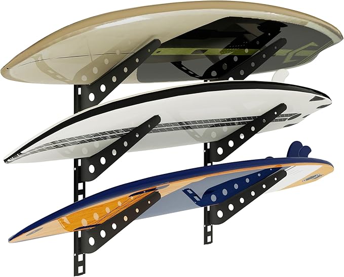2/3/4/6 Board Horizontal Surfboard Rack, Adjustable Surfboard Wall Mount Display, Surfboard Wall Rack Board Storage Mount System at Home and Garage
