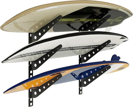 2/3/4/6 Board Horizontal Surfboard Rack, Adjustable Surfboard Wall Mount Display, Surfboard Wall Rack Board Storage Mount System at Home and Garage