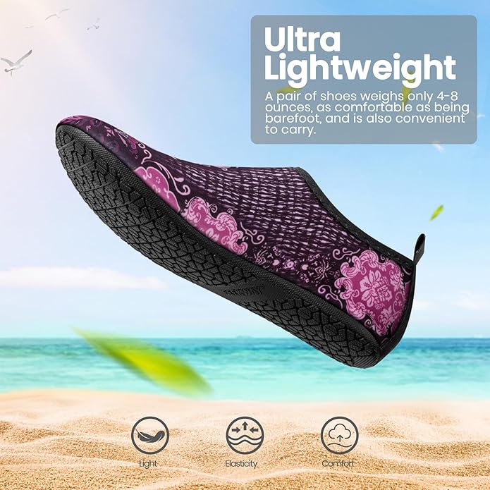 SEEKWAY Water Shoes Women Men Adult Quick-Dry Aqua Socks Barefoot Non Slip for Beach Swim River Pool Lake surf Black SK002(U)