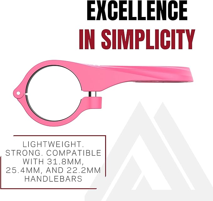 KOM Cycling Wahoo Elemnt Mount Compatible with Multiple Wahoo Computers Including The Wahoo Elemnt Bolt, Elemnt Roam, Elemnt Mini, and Elemnt - Multiple Colors 24g Out Front Computer Mount (Pink)