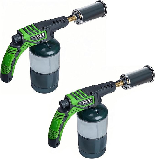 Powerful Propane Torch Head 2 Pack, Propane Torch Gun Campfire Starter, Charcoal Lighter, Welding Torch Head for Searing Steak, Soldering, Brazing, Stripping Paint(Tank Not Included)