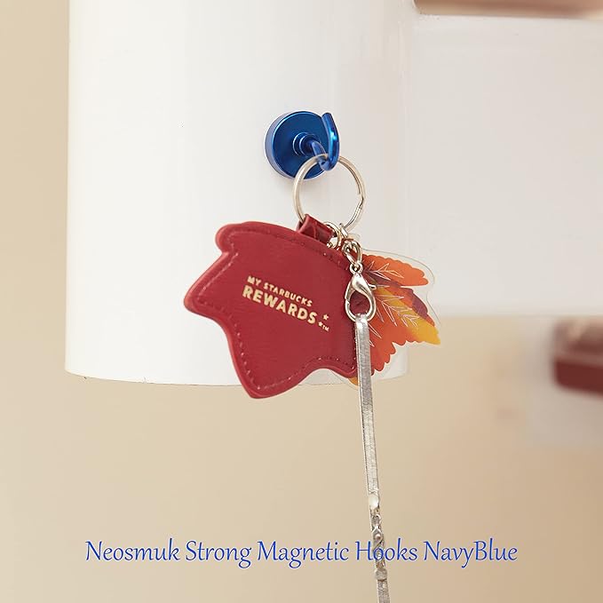 Neosmuk Magnetic Hooks, Heavy Duty 40lb+ Strong Magnet Hook for Cruise Cabins, Cruise Ship Essentials for Hanging, Metal Wall Refrigerator Hangers (Navyblue, 10 Pack)