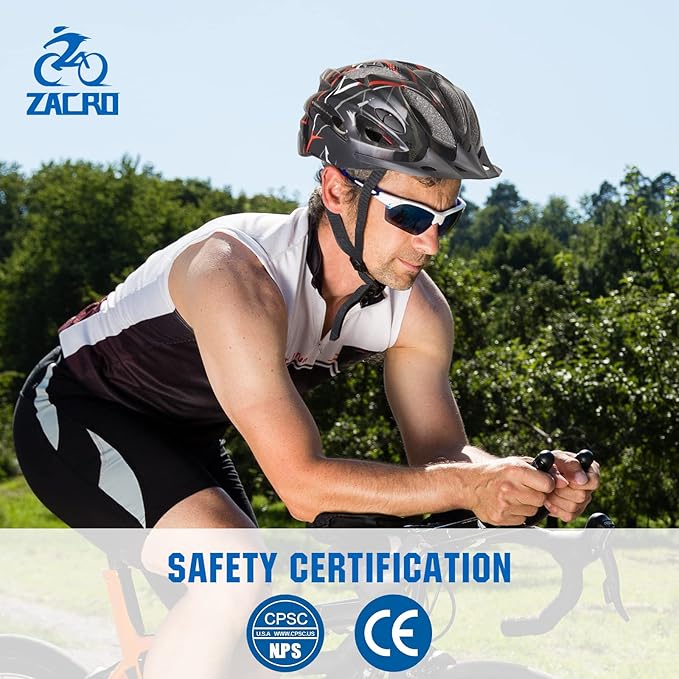 Zacro Adult Bike Helmet, Lightweight Bicycle Helmet with Removable Pads and Visor, CPSC Certified Safety Helmet for Men Women, Mountain Road Cycling Helmet for Adult