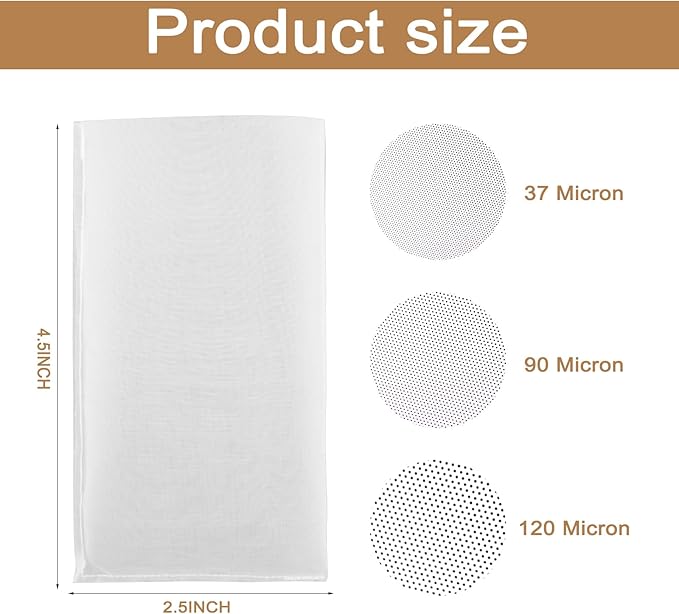 120 Micron Food Grade Nylon Tea Filter Bags 2.5"x4.5" Pressable Rosin, Filter Tea 40 Pack
