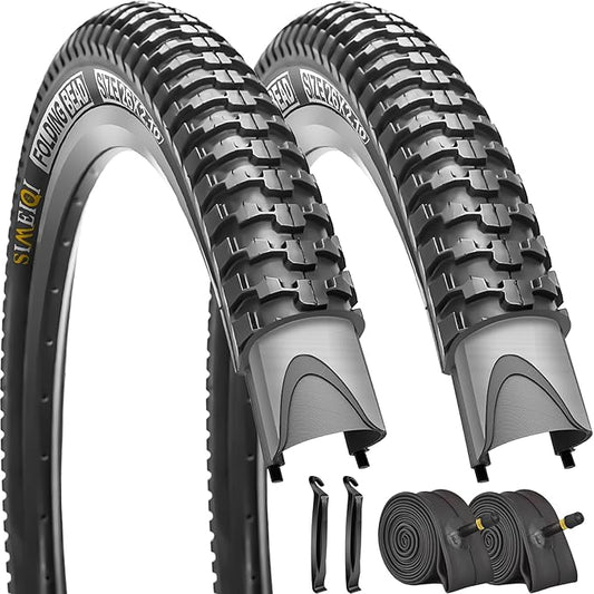 2 Pack 26x2.1 / 29x2.125 Bike Tires 3mm Anti-Puncture Layer with or Without 26x1.75/2,125 Inner Tubes for Mountain Trail City Bicycle Folading Replacement Tyres
