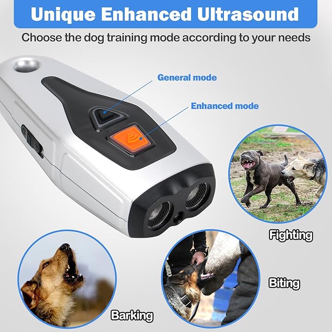 AFFLAT Anti Barking Device with Training/Deterrent Modes,Anti Barking Device Ultrasonic Dog Barking Deterrent with LED Flashlight,Portable Indoor & Outdoor,Dog Training & Behavior Aids