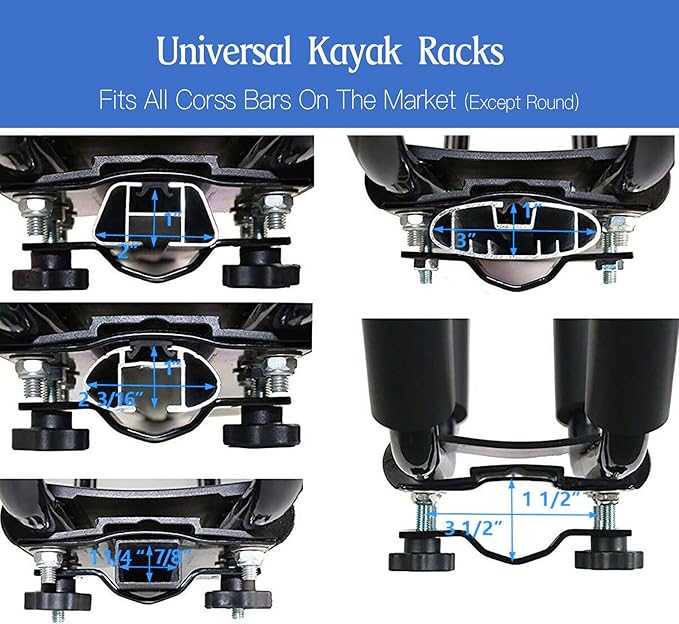 Taelakeni 2 Pairs Kayak Carrier Racks, Universal Cars Kayak Roof J Bar Rack (2 Pairs with 10ft S-Hook)