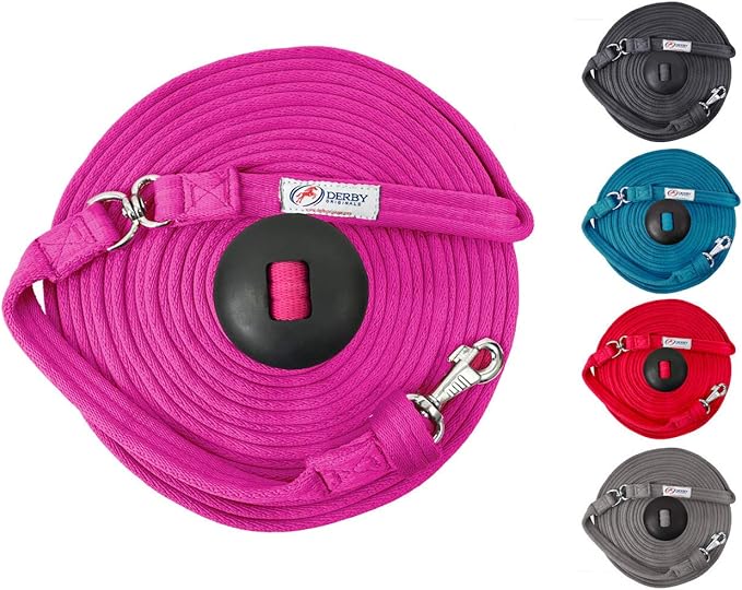 Premium Horse Training Super Soft Grip Swivel Lunge Line with Rubber Stopper with 6 Month Warranty and Replaceable Snap