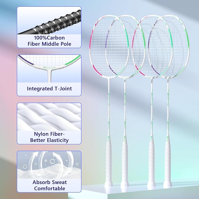 Professional Carbon Fiber Badminton Rackets Badminton Racquet for Backyards Gym