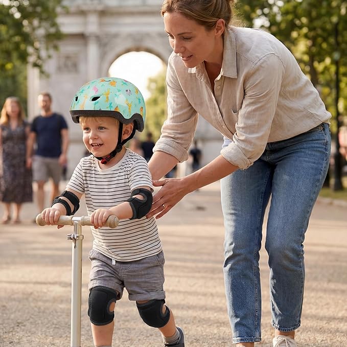 Toddler Helmet with Knee Pads and Elbow Pads Set for Kids Age 1-3, Adjustable Infant Baby Bike Helmet for Girls Boys for Balance Bike, Scooter, Bicycle
